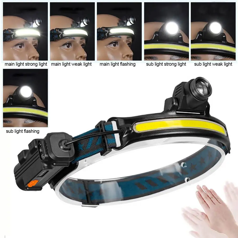 Sensor Headlight XPG+COB LED Headlamp with Built-in Battery Flashlight USB Rechargeable 6-speed Head Lamp Torch Work Light
Sensor Headlight XPG+COB LED Headlamp with Built-in Battery Flashlight USB Rechargeable 6-speed Head Lamp Torch Work Light