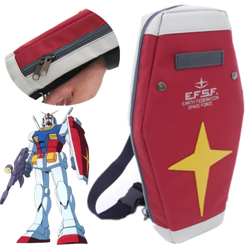 

Anime Gundam RX-78-2 Shield Bags Cosplay Red Inclined Shoulder Bag Arm Single Travel Messenger Backpack