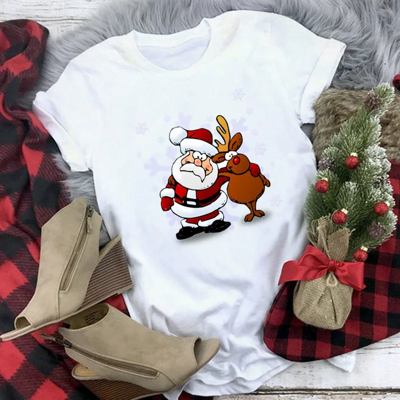 Cute Santa Claus Print Tshirt Women Merry Christmas Reindeer White T-shirt Harajuku Short Sleeve Women Tee of the New Year
Cute Santa Claus Print Tshirt Women Merry Christmas Reindeer White T-shirt Harajuku Short Sleeve Women Tee of the New Year