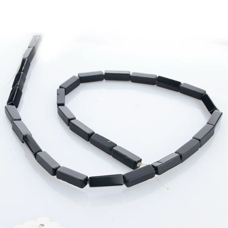 One 15'' Strand Black Obsidian Stone Rectangle Loose Beads Size 4*13 Mm 30pcs DIY Jewelry Making Accessories