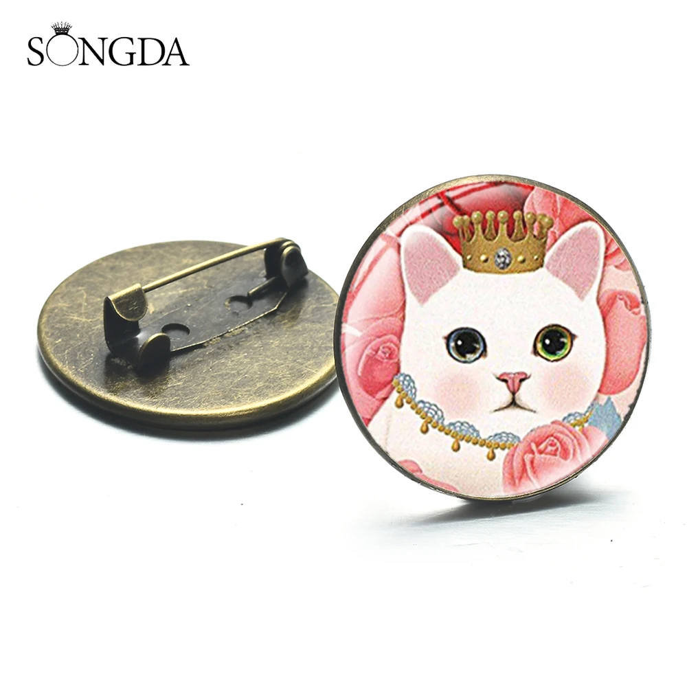 Cute Princess Cat Cartoon Brooches Jetoy Choo 3D Print Glass Cabochon Metal Pins Kawaii Girls Backpack Clothes Badge | Украшения и