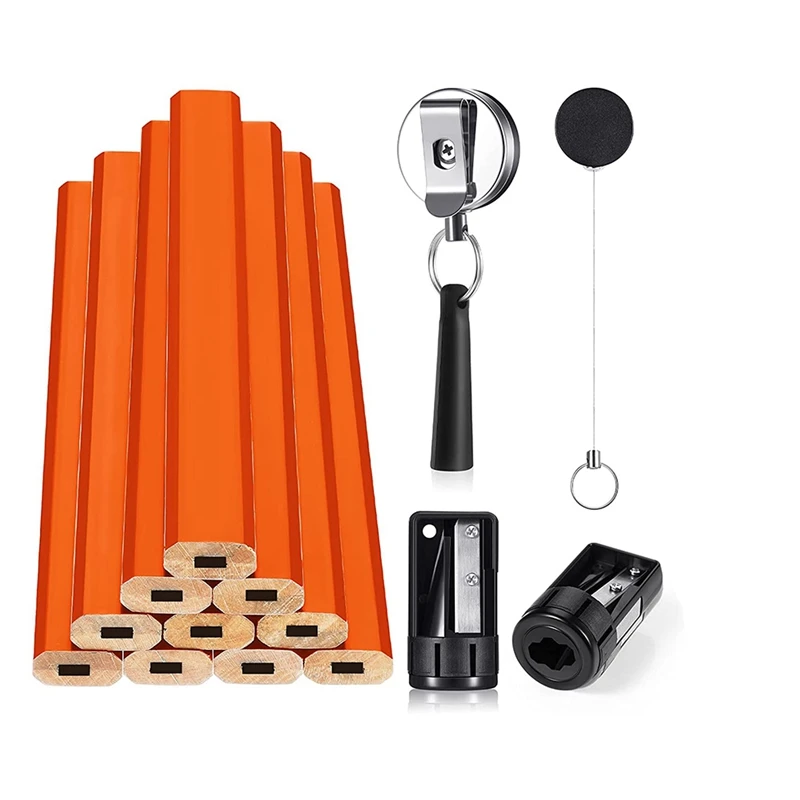 Carpenter Pencil Set 2 Silicone Retractable Pen Holder 2 Pencil Sharpener 36 Flat Octagonal Carpenter Marking Pencils
Carpenter Pencil Set 2 Silicone Retractable Pen Holder 2 Pencil Sharpener 36 Flat Octagonal Carpenter Marking Pencils