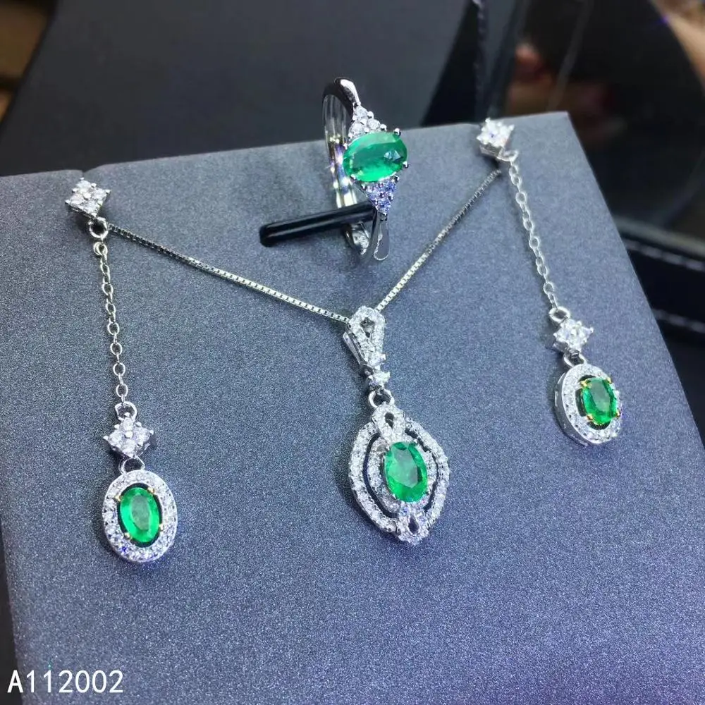 KJJEAXCMY fine jewelry natural Emerald 925 sterling silver new women pendant earrings ring set support test luxury hot selling
KJJEAXCMY fine jewelry natural Emerald 925 sterling silver new women pendant earrings ring set support test luxury hot selling