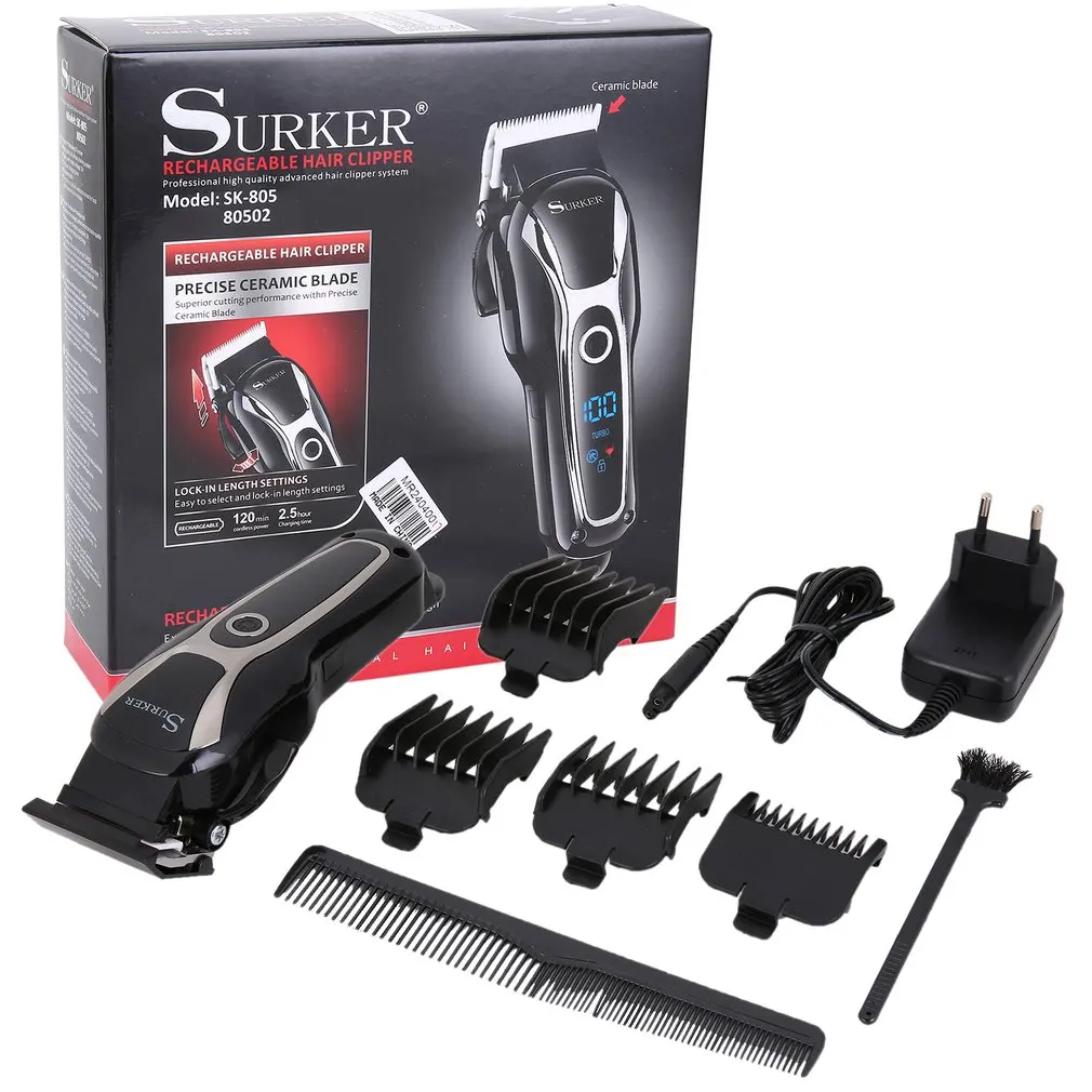 SURKER SK-80502 LCD Hair Clipper Chargeable Hair Cutting Machine Clipper with Aluminum Alloy Clips Electric Shaving Head Clipper
SURKER SK-80502 LCD Hair Clipper Chargeable Hair Cutting Machine Clipper with Aluminum Alloy Clips Electric Shaving Head Clipper
