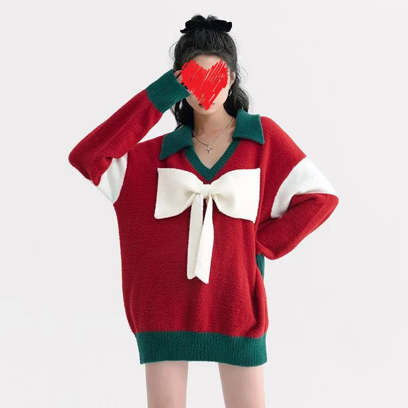 Christmas sweater winter clothes women long sleeve top oversized sweater fashion V-neck red Big bow designer sweaters womens
Christmas sweater winter clothes women long sleeve top oversized sweater fashion V-neck red Big bow designer sweaters womens