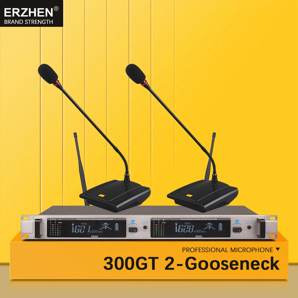Professional Wireless Conference Microphone System 300GT 2 Channel UHF Dynamic 2 Gooseneck Desktop special in meeting room
Professional Wireless Conference Microphone System 300GT 2 Channel UHF Dynamic 2 Gooseneck Desktop special in meeting room