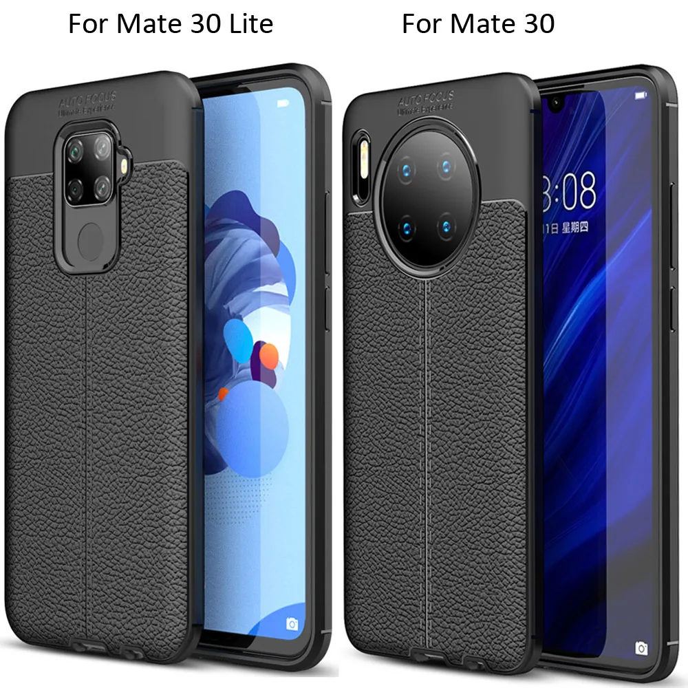 Кожаный чехол с зернистой фактурой для Huawei Mate 30 Pro Lite мягкий силиконовый из ТПУ |