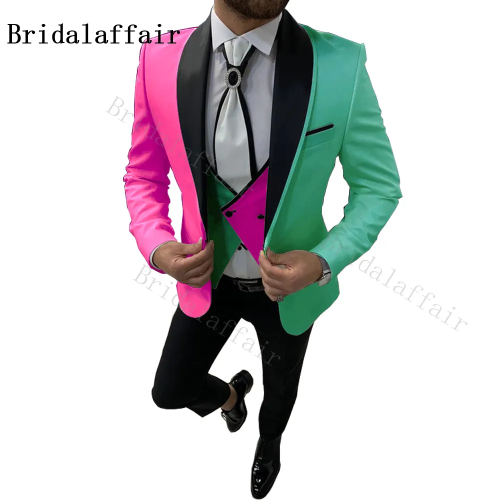 Bridalaffair 3 цвета мужские костюмы розовый павлин зеленый черный 2020 новейший дизайн
