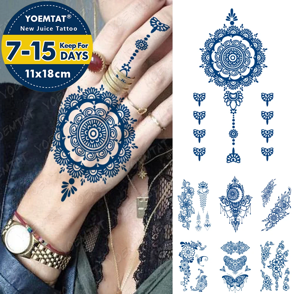 Juice Lasting Ink Tattoos Body Art Waterproof Temporary Tattoo Sticker Mehndi Hand Henna Tatoo Arm Fake Flowers Tatto Women Men
Juice Lasting Ink Tattoos Body Art Waterproof Temporary Tattoo Sticker Mehndi Hand Henna Tatoo Arm Fake Flowers Tatto Women Men