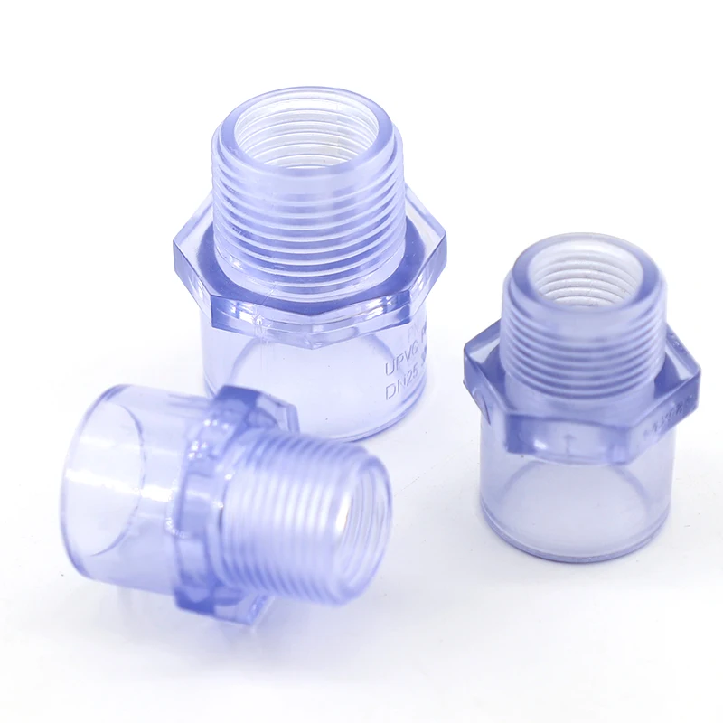 

UPVC Pipe Thread Adapter Transparent 1/2" To 2" Female Straight Connectors Tube Fittings Aquarium Fish Tank Socket Joints