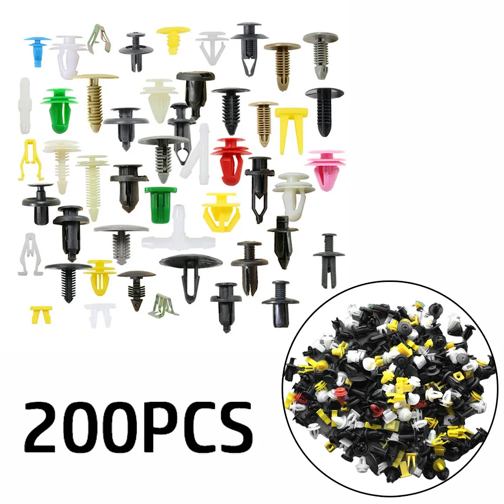 

200pcs Plastic Car Body Push Pin Rivet Fasteners Trim Moulding Clip Screw Driver Interior Accessories Auto Fastener Clips