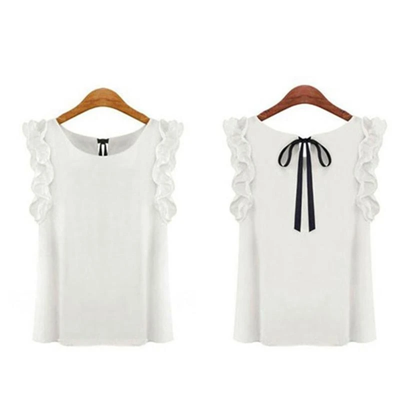 Блузка женская с коротким рукавом, однотонная с бантом, с оборками, винтажный пуловер, на лето 
Блузка женская с коротким рукавом, однотонная с бантом, с оборками, винтажный пуловер, на лето