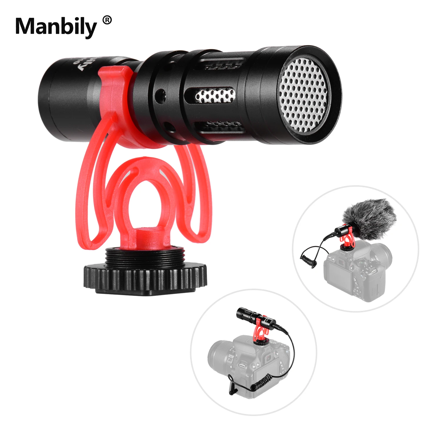 

Manbily VM-M10 Mini микрофон с записывающим устройством 3,5 мм Plug-and-Play Shock Mount для смартфона DSLR камеры записи интервью