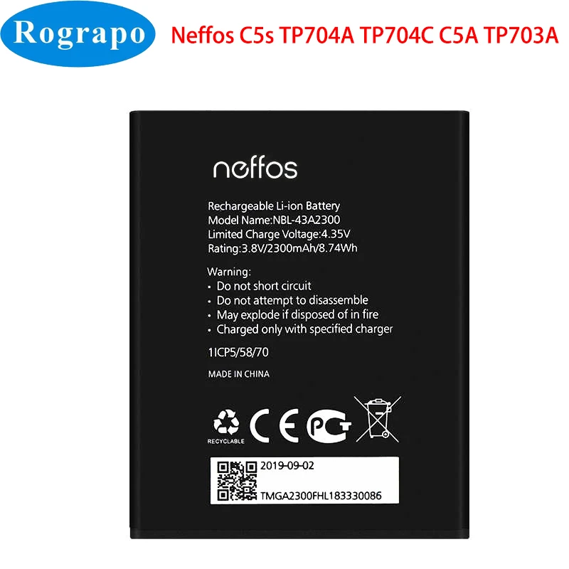 NEW Original 2300mAh NBL-43A2300 Replacement Battery For TP-Link Neffos C5s TP704A TP704C C5A TP703A Mobile Phone
NEW Original 2300mAh NBL-43A2300 Replacement Battery For TP-Link Neffos C5s TP704A TP704C C5A TP703A Mobile Phone