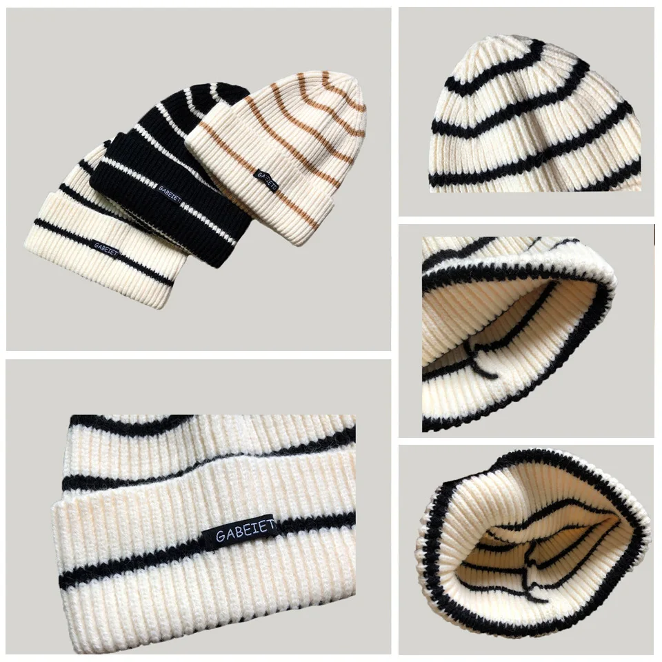 New Beanies Women's Autumn Winter Warmth Striped Letter Ear Protection Wool Hats Casual Knitted Pointed Hat Bonnets for Women 
New Beanies Women's Autumn Winter Warmth Striped Letter Ear Protection Wool Hats Casual Knitted Pointed Hat Bonnets for Women