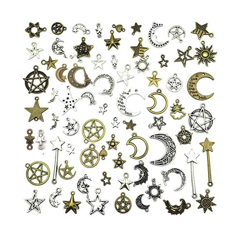 Винтажные смешанные бронзовые серебряные подвески в виде Луны, звезд, солнца 20 шт., подвески «сделай сам», зажимы для ювелирных изделий ручн...
Винтажные смешанные бронзовые серебряные подвески в виде Луны, звезд, солнца 20 шт., подвески «сделай сам», зажимы для ювелирных изделий ручн...