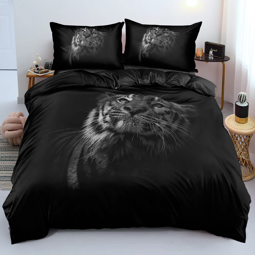 

3D Digital Black Tiger Bed Linen Utral Soft Quilt/Blanket Cover Set Twin Queen King Size 245x210cm Bedding Set Home Textile