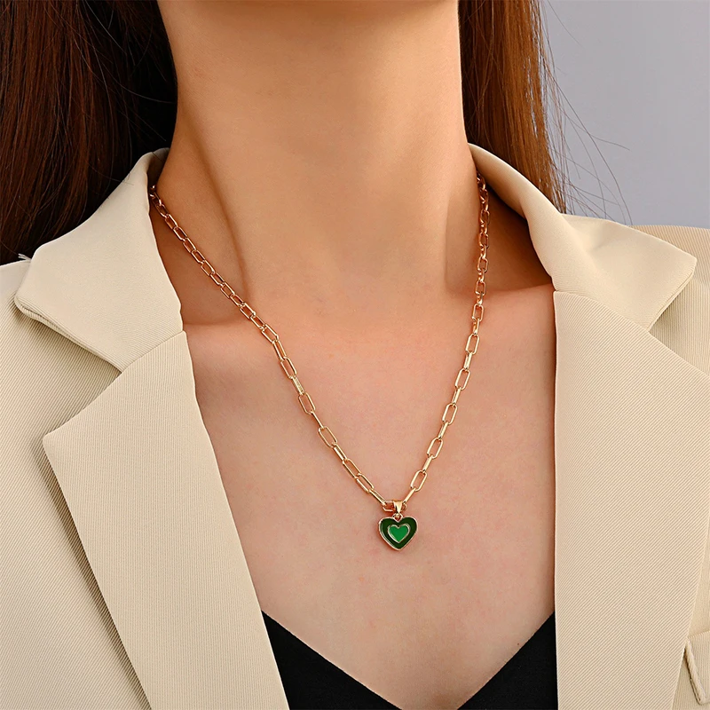 Fashion Trend Drop Oil Double Love Pendant Necklace for Women Gold Color Chain Alloy Colorful Peach Heart Clavicle Chain Party G
Fashion Trend Drop Oil Double Love Pendant Necklace for Women Gold Color Chain Alloy Colorful Peach Heart Clavicle Chain Party G