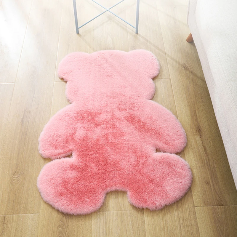 

Cartoon Living Room Carpet Bear Rugs Soft -Skid Floor Area Rug Decor Mordern Shaggy Bedroom Kids Room Faux Fluffy Carpets Mats