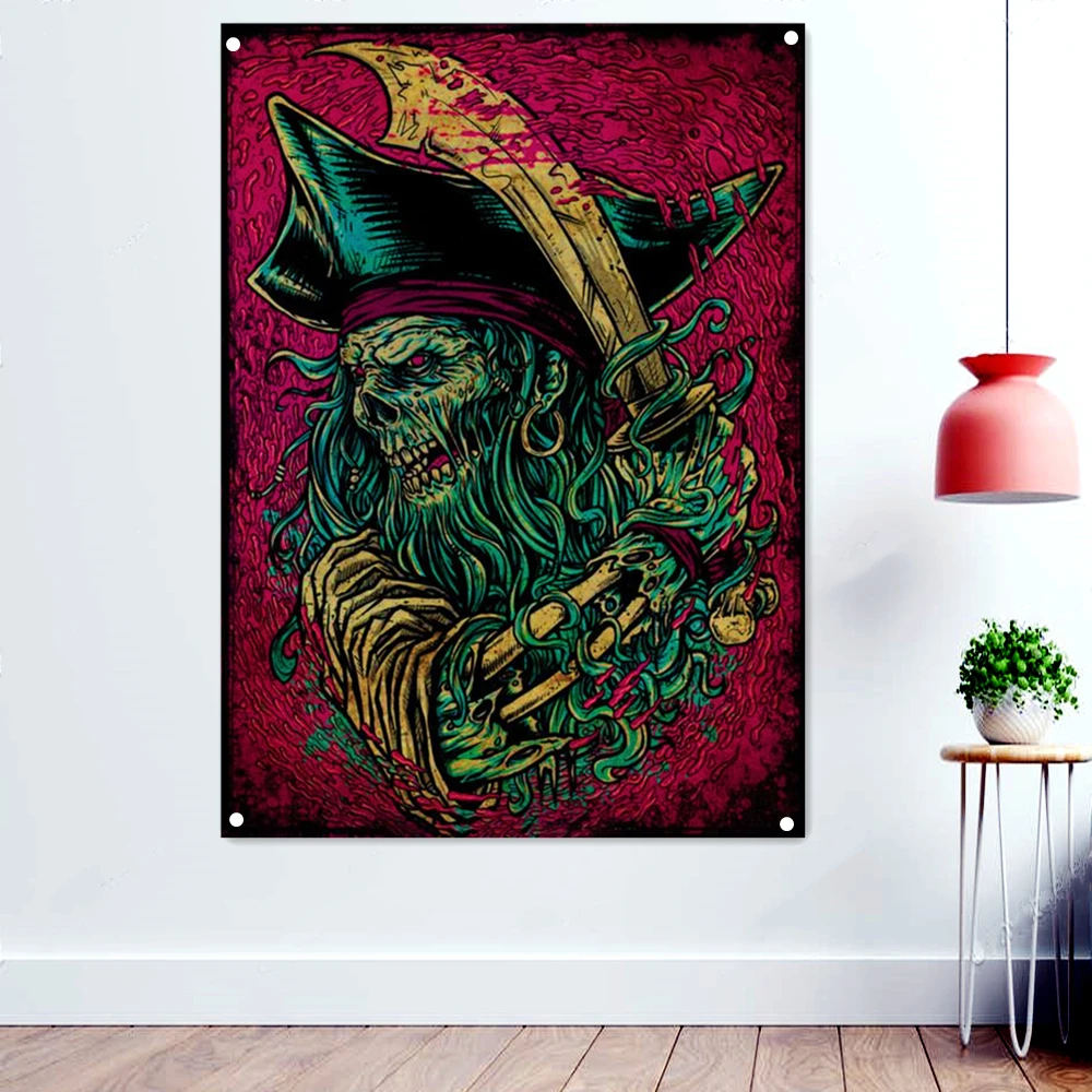 Skull with a Knife Banner Pirate Flag 100% Polyester High Quality Printed Pirate Jolly Roger Movie Poster Rackham Tapestry
Skull with a Knife Banner Pirate Flag 100% Polyester High Quality Printed Pirate Jolly Roger Movie Poster Rackham Tapestry
