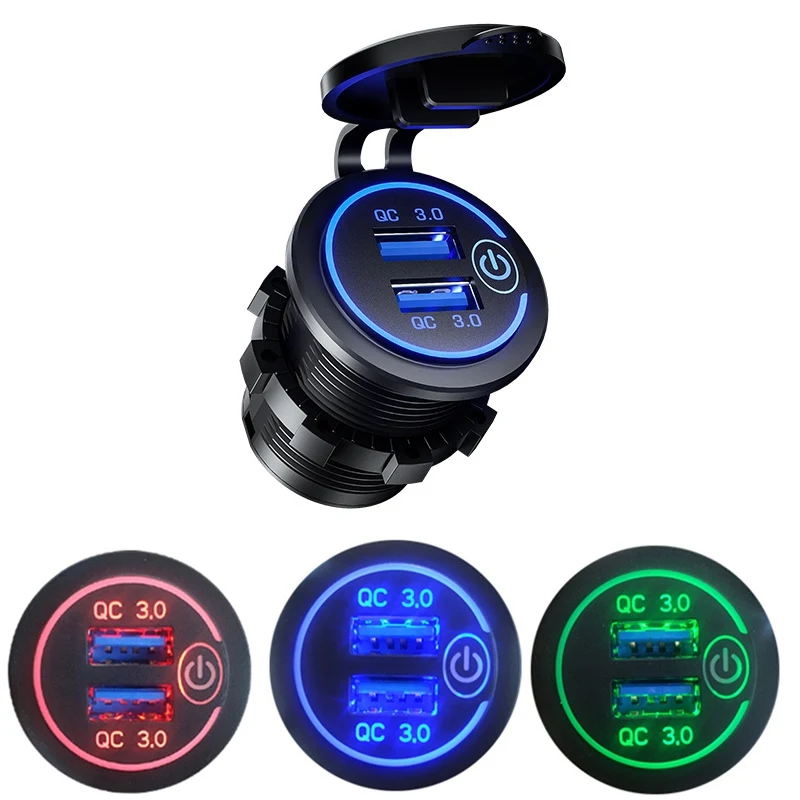 For 12-24V QC 3.0 Touch Switch Waterproof Universal Motorcycle Car Truck Boat Dual USB Charger Socket For Phone Tablet Camera
For 12-24V QC 3.0 Touch Switch Waterproof Universal Motorcycle Car Truck Boat Dual USB Charger Socket For Phone Tablet Camera