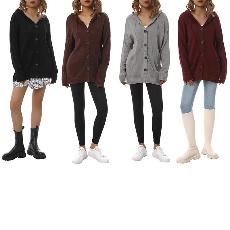 Women' s Autumn Spring Casual Long Sleeve Knitted Cardigan Polyester Fashion Solid Color Single-breasted Hooded Sweater
Women' s Autumn Spring Casual Long Sleeve Knitted Cardigan Polyester Fashion Solid Color Single-breasted Hooded Sweater