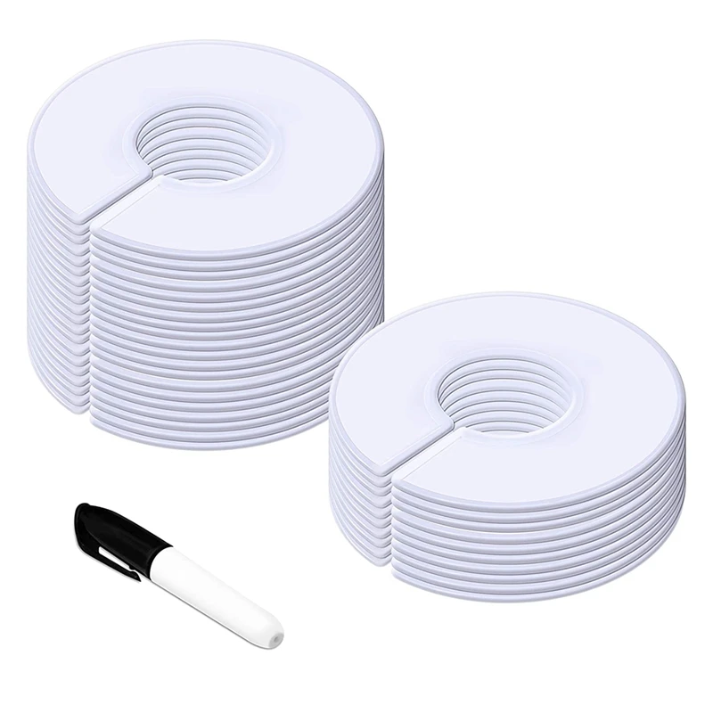 30 Pack White Round Clothing Size Closet Rack Dividers Hangers with 1Marker (Outer 3.5Inch, Inner 1.38Inch in Diameter)
30 Pack White Round Clothing Size Closet Rack Dividers Hangers with 1Marker (Outer 3.5Inch, Inner 1.38Inch in Diameter)