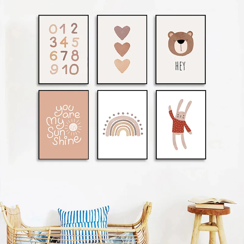 Boho Rainbow Heart Bear Rabbit Animal Wall Art Poster Arabic Numerals Art Print Quotes Canvas Painting Abstract Kids Room Decor
Boho Rainbow Heart Bear Rabbit Animal Wall Art Poster Arabic Numerals Art Print Quotes Canvas Painting Abstract Kids Room Decor
