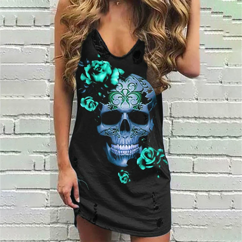 2021 Summer Fashion New Skull Print Casual Sleeveless Mini Dress for Women Hole V-neck Vest Punk Plus Size Loose Y2k Dresses
2021 Summer Fashion New Skull Print Casual Sleeveless Mini Dress for Women Hole V-neck Vest Punk Plus Size Loose Y2k Dresses