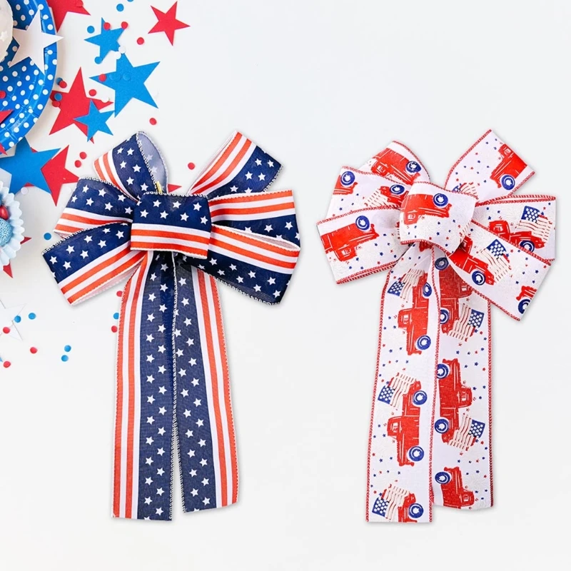 

Stars Stripes Patriotic Flag Decorative Bow Patriotic Wreath Bow 4th of July Memorial Day Independence Day Party DIY Supplies