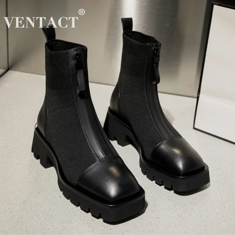 VENTACT Real Leather Women Ankle Boots Front Zipper Square Toe Shoes Winter Boots Women Fashion Party Footwear Size 34-39
VENTACT Real Leather Women Ankle Boots Front Zipper Square Toe Shoes Winter Boots Women Fashion Party Footwear Size 34-39