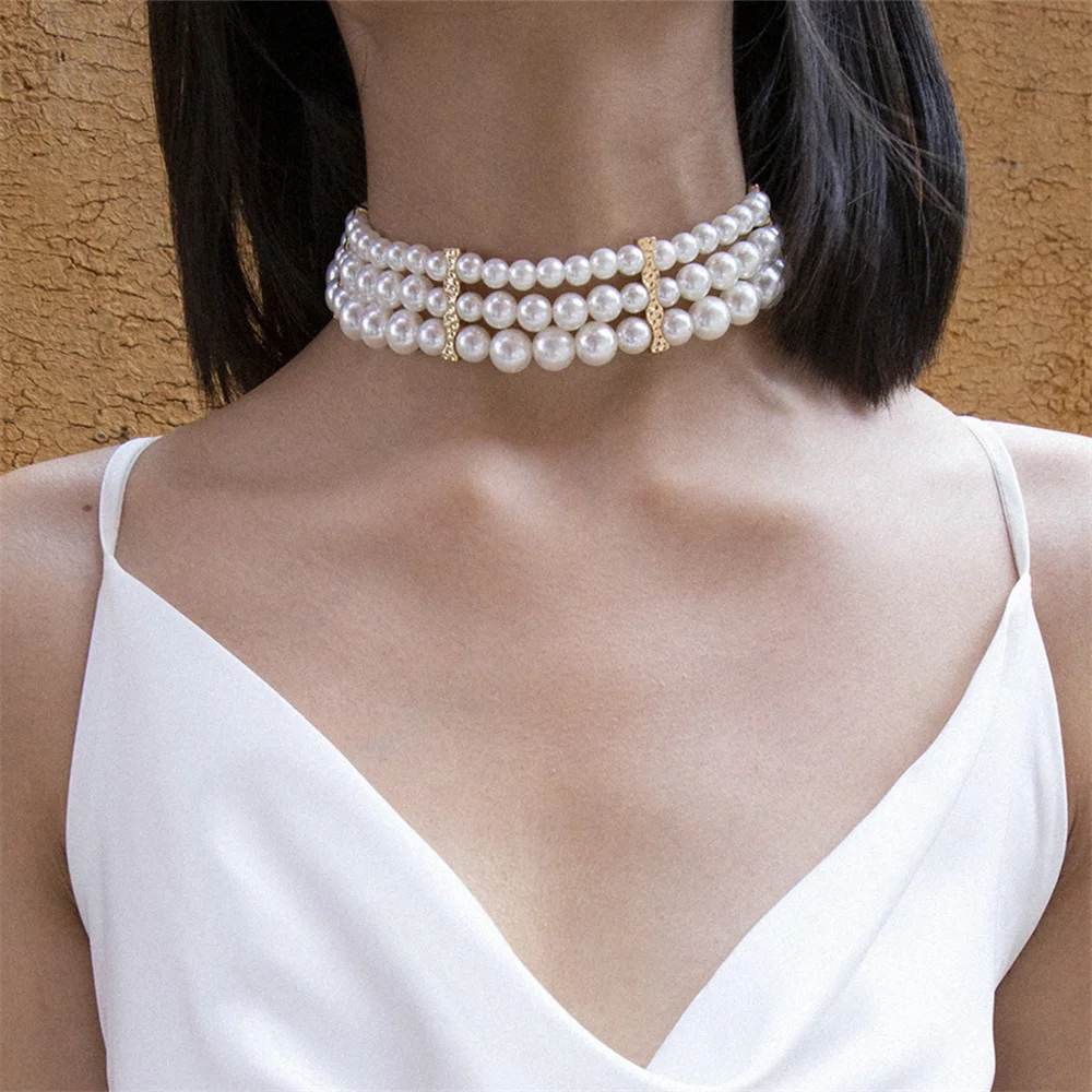 Gothic Layered White Pearl Choker Necklace for Women Elegant Handmade Party Jewelry Gift
Gothic Layered White Pearl Choker Necklace for Women Elegant Handmade Party Jewelry Gift