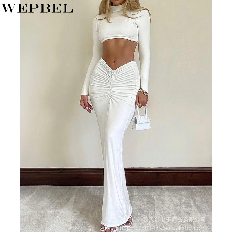 WEPBEL Women's Casual Solid Color Sexy Suit Autumn Fashion Long Sleeve Turtleneck Top + Mid Waist Pleated Skirt Suit
WEPBEL Women's Casual Solid Color Sexy Suit Autumn Fashion Long Sleeve Turtleneck Top + Mid Waist Pleated Skirt Suit