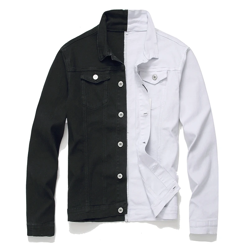 Men Streetwear Black White Two-tone Patchwork Slim Fit Jean Jackets Motorcycle Man Hip Hop Cotton Casual Denim Jackets Coats
Men Streetwear Black White Two-tone Patchwork Slim Fit Jean Jackets Motorcycle Man Hip Hop Cotton Casual Denim Jackets Coats