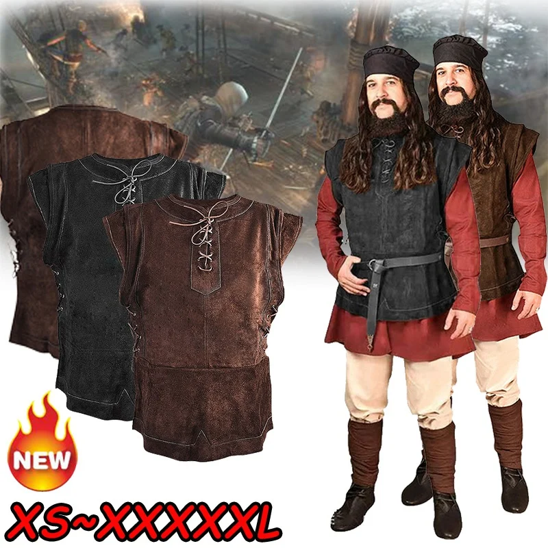 Men's Vintage Medieval Warrior Jerkin Sleeveless Retro Lace Up Waistcoat Knight Cosplay Leather Armor Pirate Tunic XS-5XL
Men's Vintage Medieval Warrior Jerkin Sleeveless Retro Lace Up Waistcoat Knight Cosplay Leather Armor Pirate Tunic XS-5XL