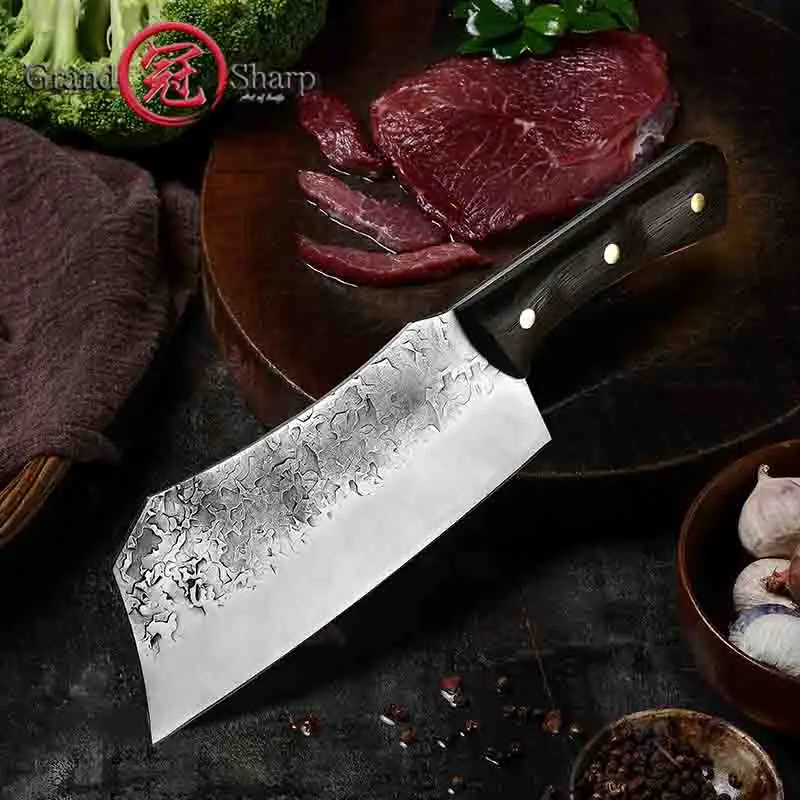 7.5'' Handmade Forged Cleaver Knife High-carbon Kitchen Chef's Knife Bone Cutter Meat Slicer Butcher Cooking Tools GRANDSHARP
7.5'' Handmade Forged Cleaver Knife High-carbon Kitchen Chef's Knife Bone Cutter Meat Slicer Butcher Cooking Tools GRANDSHARP