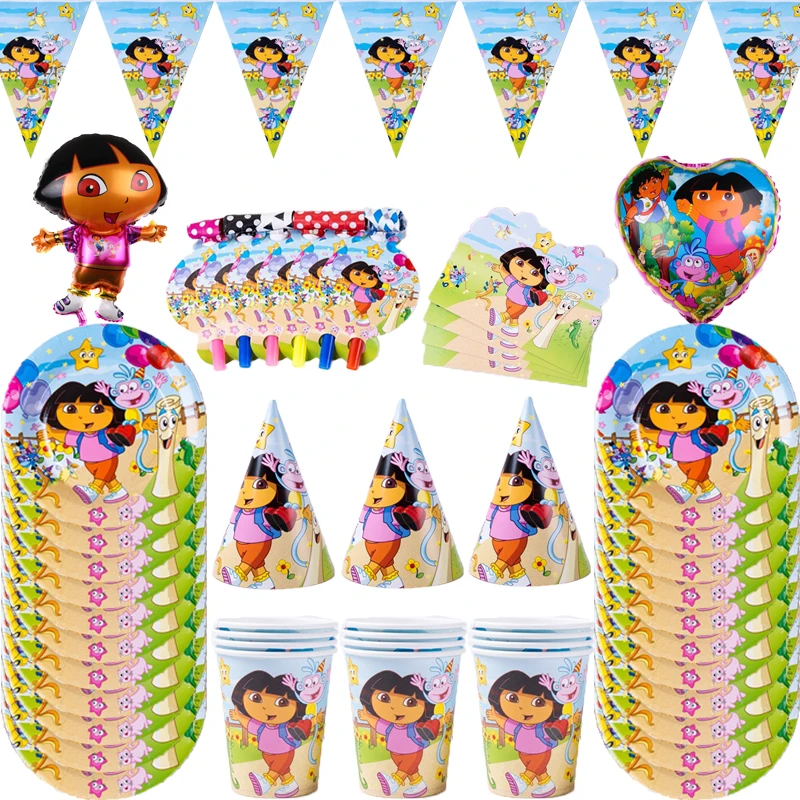 Dora the Explorer Birthday Party Supplies Party Decoration Disposable Party Tableware Napkin Plate Tablecloth Banner Balloon
Dora the Explorer Birthday Party Supplies Party Decoration Disposable Party Tableware Napkin Plate Tablecloth Banner Balloon