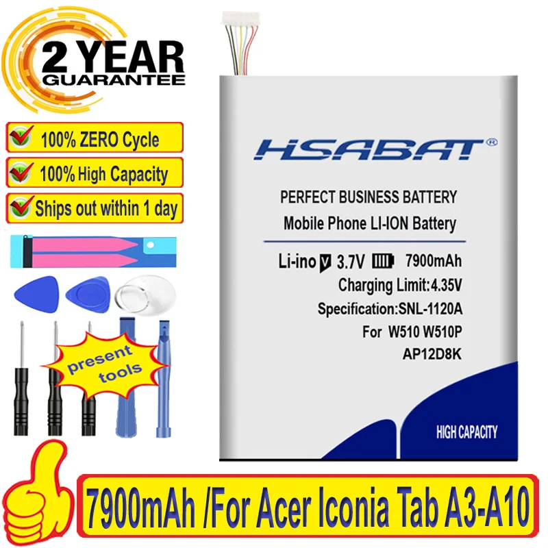 100% Оригинальный аккумулятор HSABAT 7900mAh AP12D8K для Acer Iconia Tab A3 A10 A11 W510 W510P|Аккумуляторы ноутбуков| |