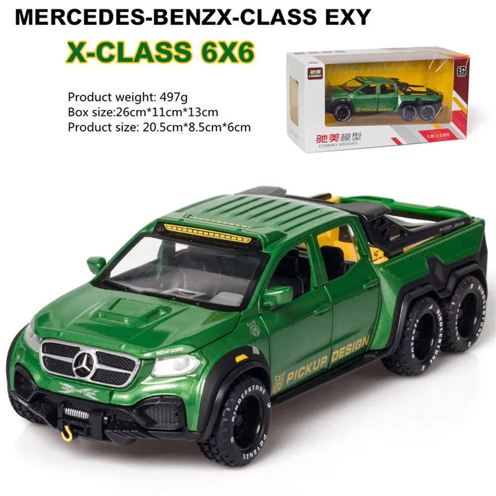 Car Model 1:28 Benz X-Class Exy 6X6 Pull Back Alloy Cars Sound Light Rubber Wheel Diecasts Simulation Toy Children Birthday Gift
Car Model 1:28 Benz X-Class Exy 6X6 Pull Back Alloy Cars Sound Light Rubber Wheel Diecasts Simulation Toy Children Birthday Gift