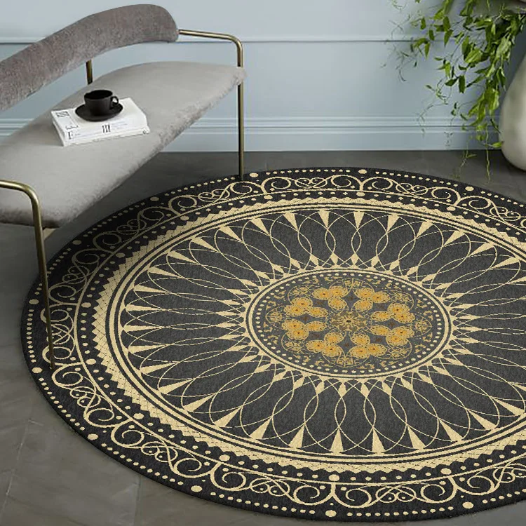 Black Gold American retro Bohemian living room bedroom basket chair anti slip round mat carpet
Black Gold American retro Bohemian living room bedroom basket chair anti slip round mat carpet