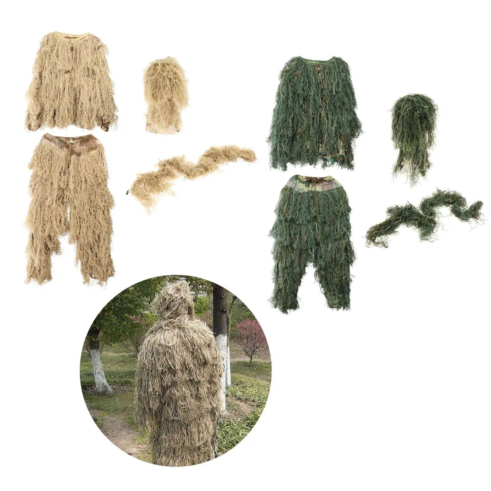 Уличные камуфляжные костюмы Ghillie 3D камуфляжная одежда для леса снайперская