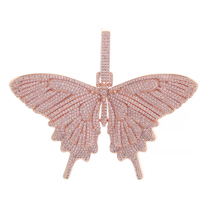 Wholesale Rose gold butterfly pendant with cuban link chain High quality prong set butterfly pendant
Wholesale Rose gold butterfly pendant with cuban link chain High quality prong set butterfly pendant