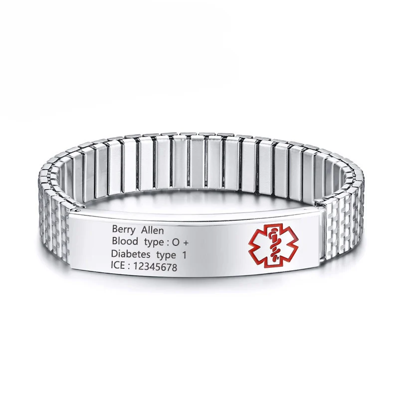 Customize ID Bracelet Stainless Steel Red Medical Sign Personalized Bracelets for Women Men Engraved Emergency Infor
Customize ID Bracelet Stainless Steel Red Medical Sign Personalized Bracelets for Women Men Engraved Emergency Infor