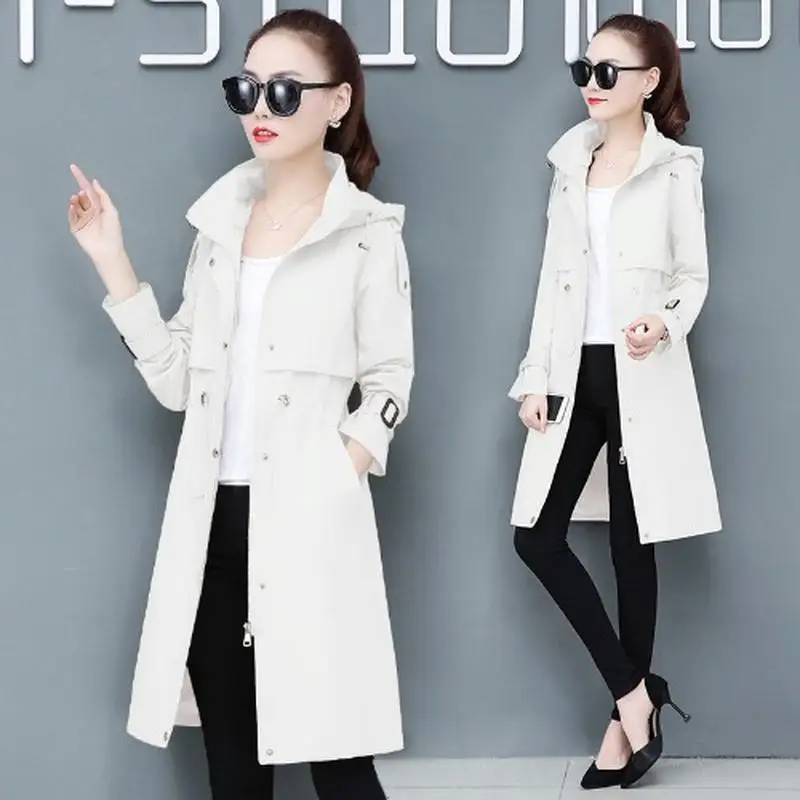 2021 Spring windbreaker new European and American women's mid long loose waist long sleeve Hooded Coat
2021 Spring windbreaker new European and American women's mid long loose waist long sleeve Hooded Coat