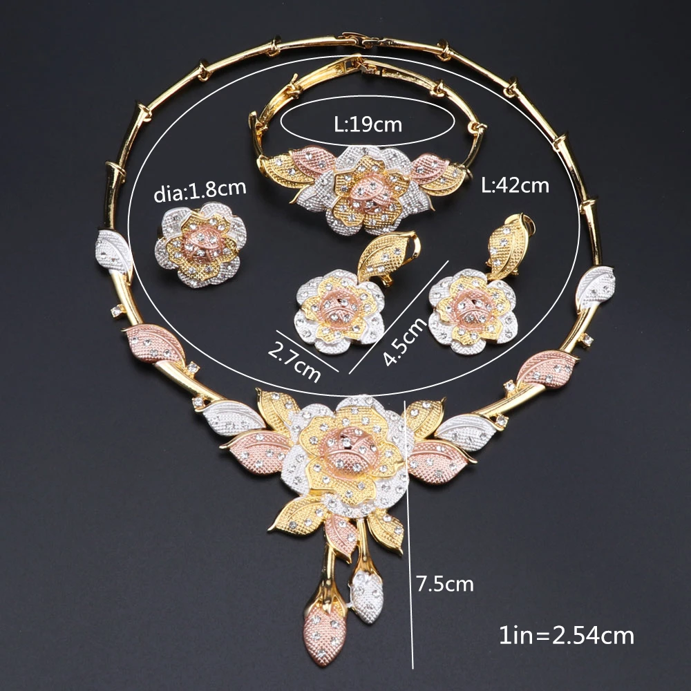 CYNTHIA African Jewelry Sets Flower Necklace Bracelet Dubai Gold Jewelry Set for Women Wedding Party Bridal Earrings Ring
CYNTHIA African Jewelry Sets Flower Necklace Bracelet Dubai Gold Jewelry Set for Women Wedding Party Bridal Earrings Ring