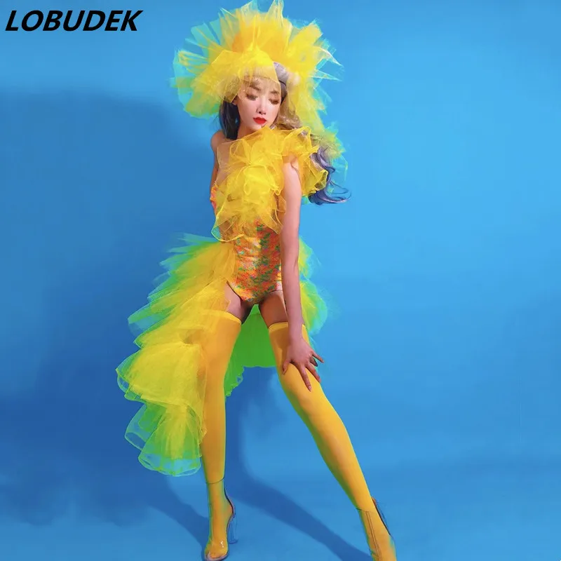 Yellow Mesh Bodysuit Dress Performance Clothes Female Party Show Sexy Stage Wear Bar DJ Singer Dancer Group Nightclub Costume
Yellow Mesh Bodysuit Dress Performance Clothes Female Party Show Sexy Stage Wear Bar DJ Singer Dancer Group Nightclub Costume