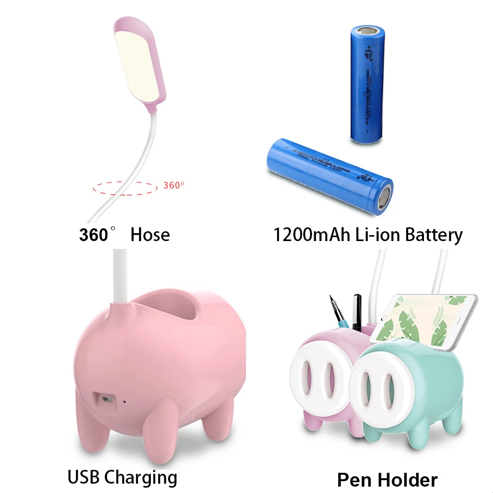 1200mAh LED Table Lamp with Pig Shape Pen Holder Base USB Charging Touch Switch Dimmer Study Lights Desk Lamp Room Bedside Lamp
1200mAh LED Table Lamp with Pig Shape Pen Holder Base USB Charging Touch Switch Dimmer Study Lights Desk Lamp Room Bedside Lamp