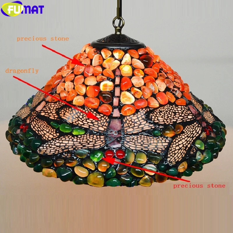 FUMAT Tiffany Dragonfly Pendant Lamps Stained Glass Precious Stone Shade Home Decor Handcraft Art Nobility Hanging Light Fixture
FUMAT Tiffany Dragonfly Pendant Lamps Stained Glass Precious Stone Shade Home Decor Handcraft Art Nobility Hanging Light Fixture