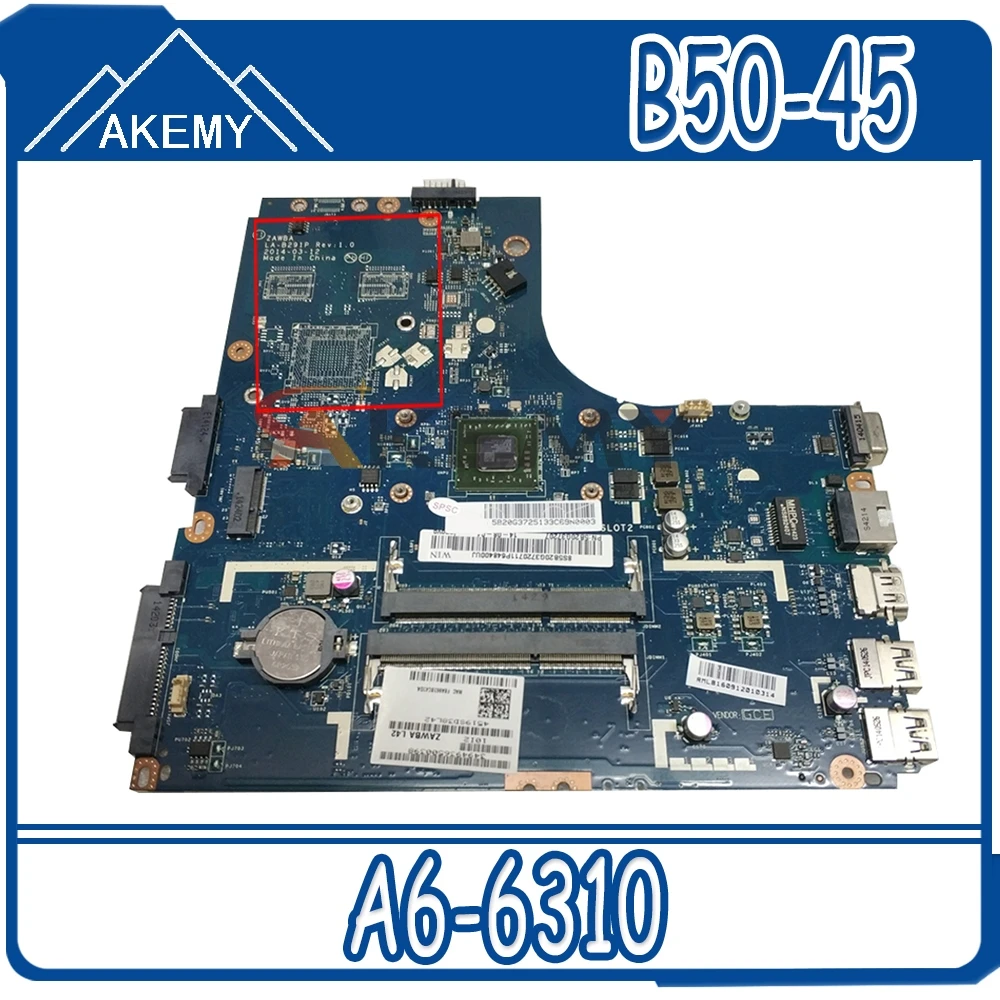 Laptop motherboard For LENOVO Ideapad B50-45 A6-6310 AM6310 Mainboard ZAWBA/BB LA-B291P 5B20G36755
Laptop motherboard For LENOVO Ideapad B50-45 A6-6310 AM6310 Mainboard ZAWBA/BB LA-B291P 5B20G36755