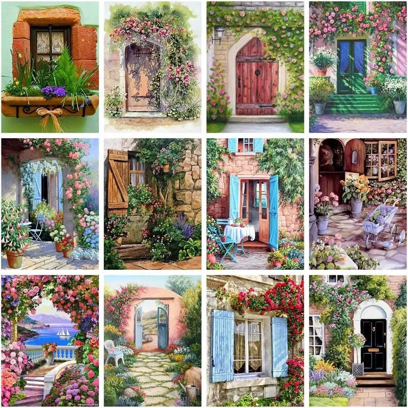 GATYZTORY Oil Painting By Number Flowers Door Landscape Drawing Canvas Acrylic Wall Art Handpainted Gift Home Decor
GATYZTORY Oil Painting By Number Flowers Door Landscape Drawing Canvas Acrylic Wall Art Handpainted Gift Home Decor